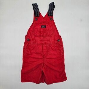 OshKosh B'gosh Red Cotton Denim Shortalls Overalls Toddler 5T